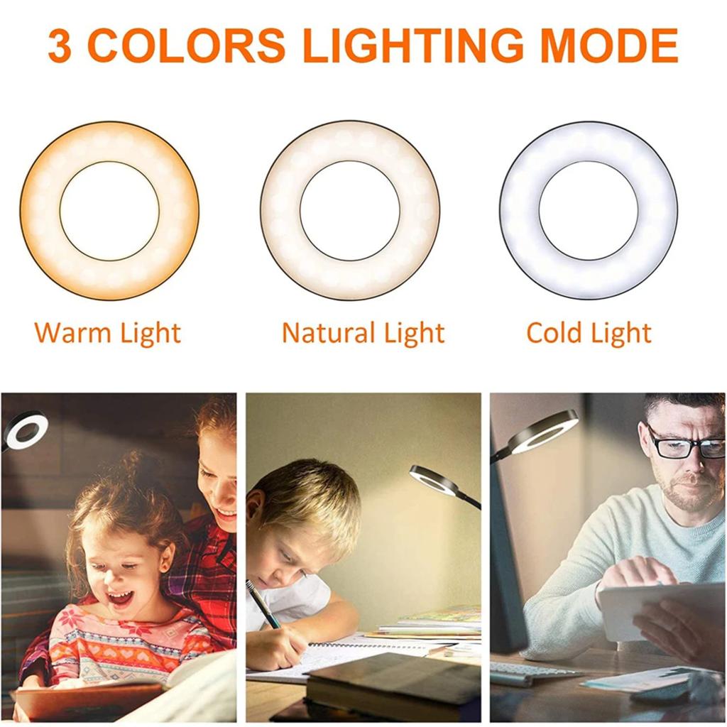 New 48 LEDs Clip On Desk Lamp °Flexible Gooseneck Reading Table Light Eye-Caring USB Clamp Books Night Light Study Read Light