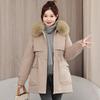 The New Autumn and Winter Style of Cotton-padded Jacket for Women, with a Large Fur Collar, Is a Mid-length, Loose and Thick Korean Version