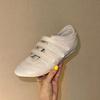 Версия из овчины~ Корейская версия повседневных балеток на плоской подошве с круглым носком на липучке, кожаная универсальная спортивная обувь, белая обувь женская