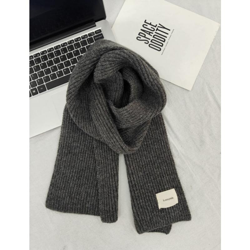 Зимний теплый шарф для женщин, модный вязаный шерстяной платок, женский платок, накидка на шею, чистый цвет