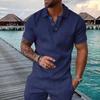 New Trendy Men'S Summer Collar Paul T-Shirt Men'S Heavy Oversize Solid Color Casual Short Sleeve