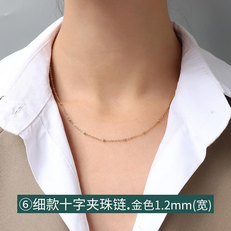 Цепочка-крест, цепочка из змеиной кости, витая цепочка, коробчатая цепочка, разнообразное ожерелье, женская цепочка из титановой стали с покрытием из 18-каратного золота, простая цепочка, цепочка на ключицу, ювелирные изделия