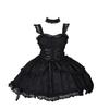 Toku and Yuu Lolita JSK Gothic Lolita Mori Girl Jumper Skirt with Lace Braided Mini Gothic Princess Cute Ribbon Mori Girl School Festival Size Dress,
