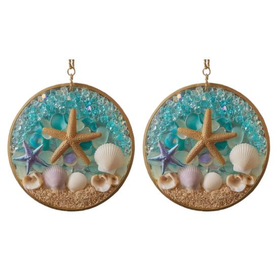 Starfish & Shell Hanging Ornament Acrylic Coastal-Themed Decor for Christmas Tree Home Party Beach Style Gift Idea
