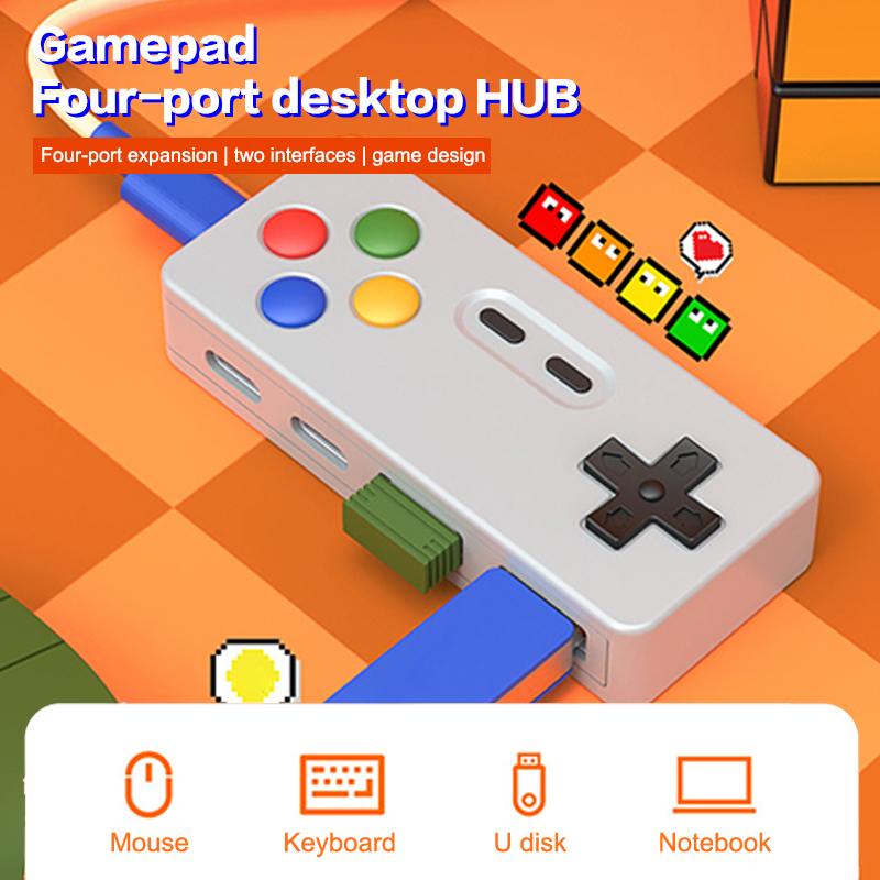 Игровой геймпад 4-в-1, моделирующий хаб, игровой контроллер, компьютерный USB Type-C, USB-C адаптер интерфейса для ноутбука, ПК, мыши, клавиатур, U-диска