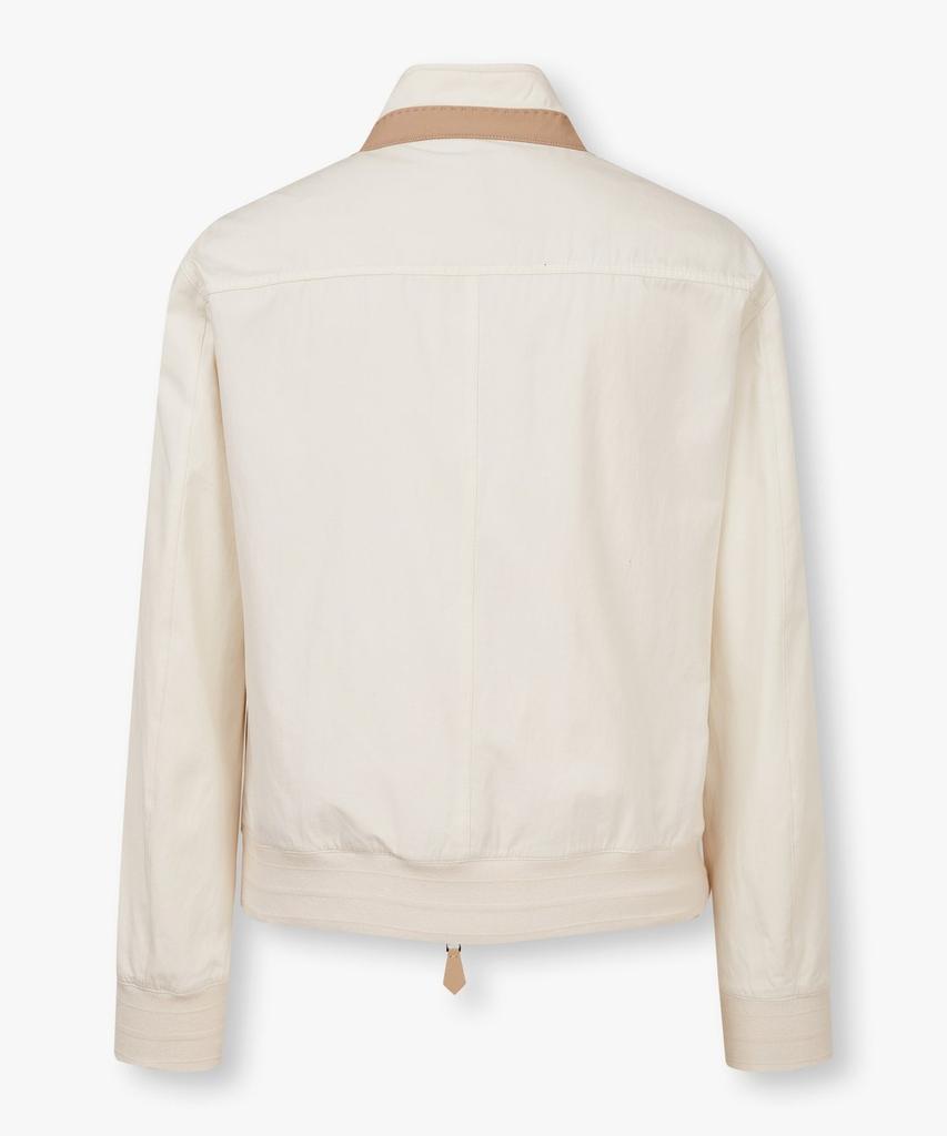 Man On The Boon Cotton Silk Zip-Up Bomber Jacket_Ivory 4714109003