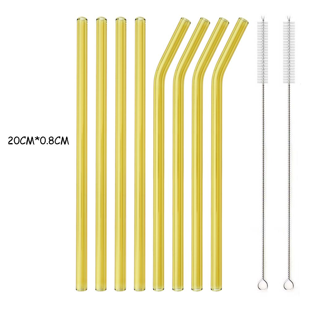 4/8 шт. набор соломинок из боросиликатного стекла, многоцветные многоразовые стеклянные экологически чистые соломинки для коктейлей, смузи
