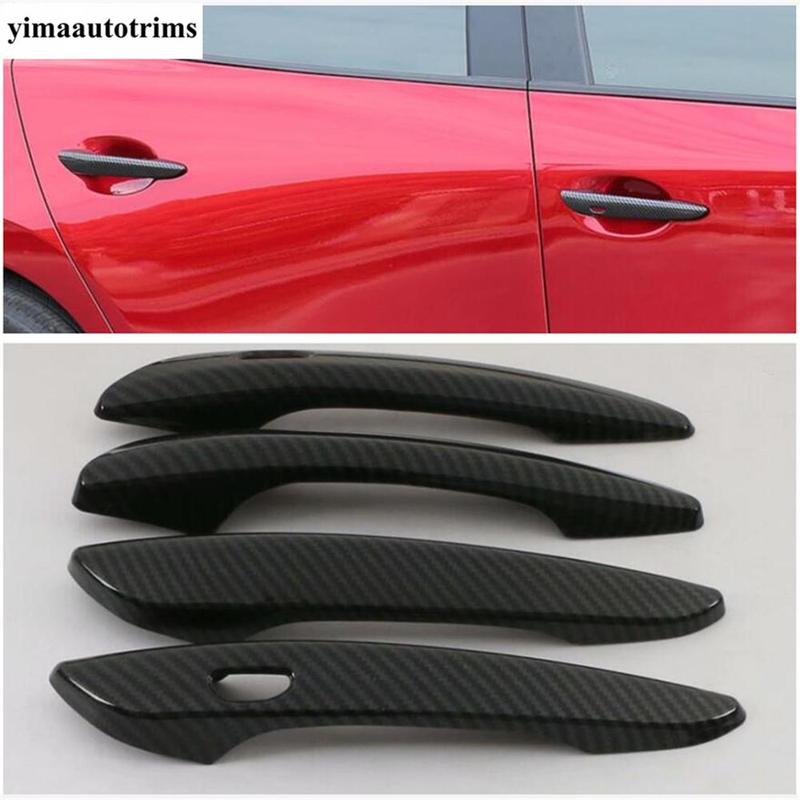 For Mazda 3 - 2025 Car Door Handle Decoration Protection Cover Trim ABS Chrome / Carbon Fiber Look Accessories Exterior Kit