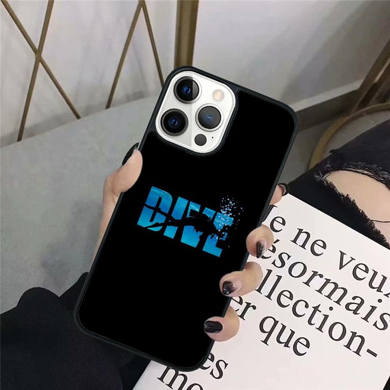 Dive Scuba Diver Shark Diving Phone Case Back Cover for IPhone 18 17 Air 16 15 14 13 11 12 Pro Max Plus Fundas Coque