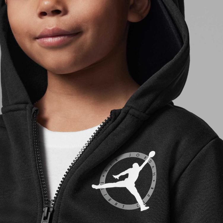 Jordan Толстовка с капюшоном на молнии с логотипом и длинные штаны, повседневный спортивный комплект, детские комплекты, черный цвет FJ5261-010