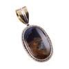 Natural Pietersite Gemstone 925 Solid Sterling Silver TwoTone Pendant 1.50" J5O93