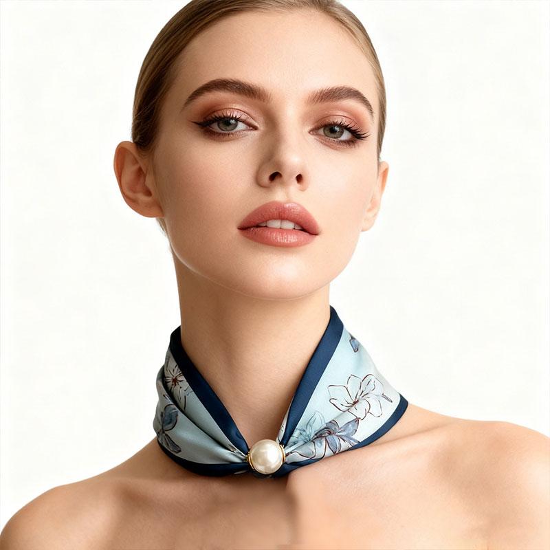 1 шт. Шарф для защиты шеи Текстура шелковый шарф Модные тканевые аксессуары Универсальный Магнитный С узором Жемчуг