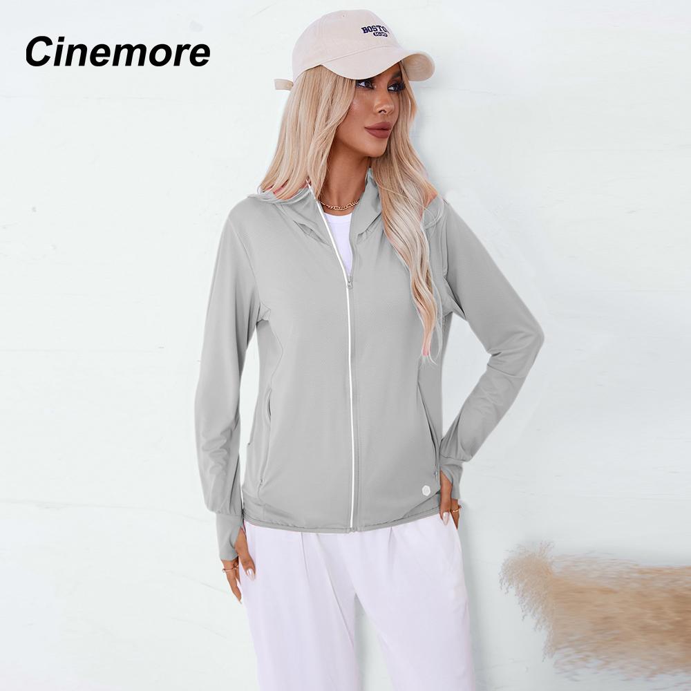 Cinemore Женская летняя модная тонкая солнцезащитная куртка с защитой от ультрафиолета, повседневная ветровка с капюшоном и длинными рукавами, ветрозащитное пальто, верхняя одежда