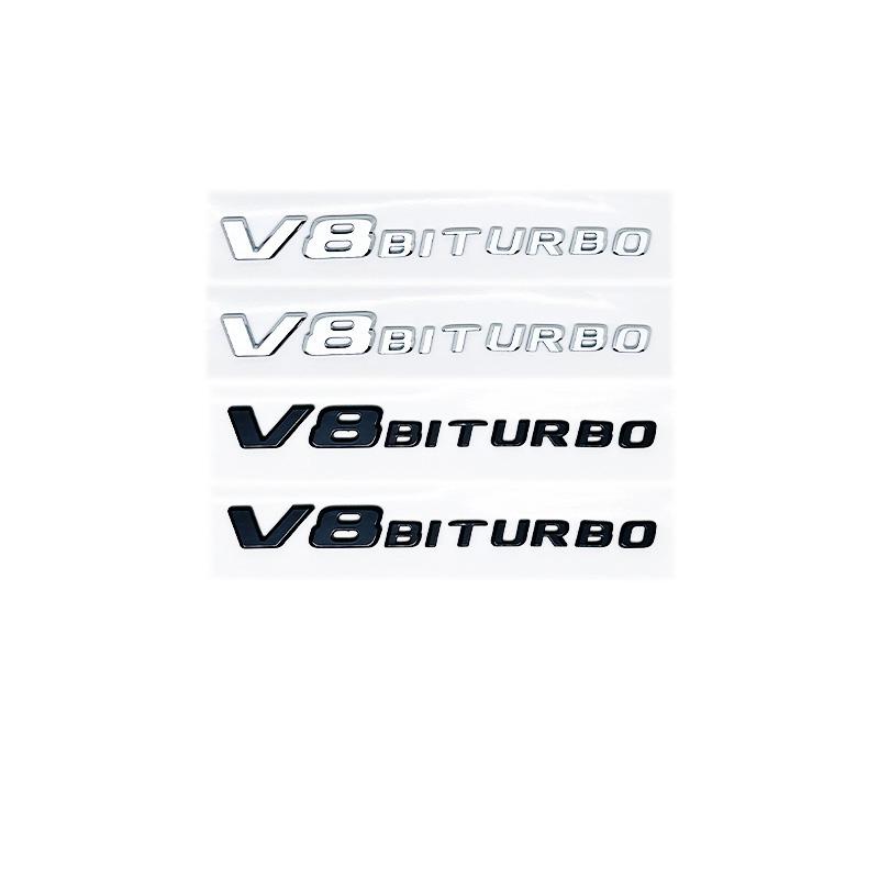 V12 BITURBO/V8 BITURBO 4MATIC+ Letter Emblem - Chrome/Black/Red Styling Fender Logo Sticker for Mercedes Benz