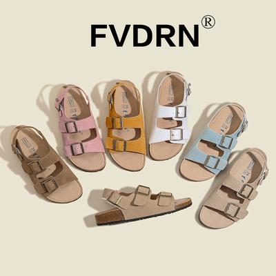 Вся кожа~ женские новые ретро-сандалии на платформе-маффин на липучках