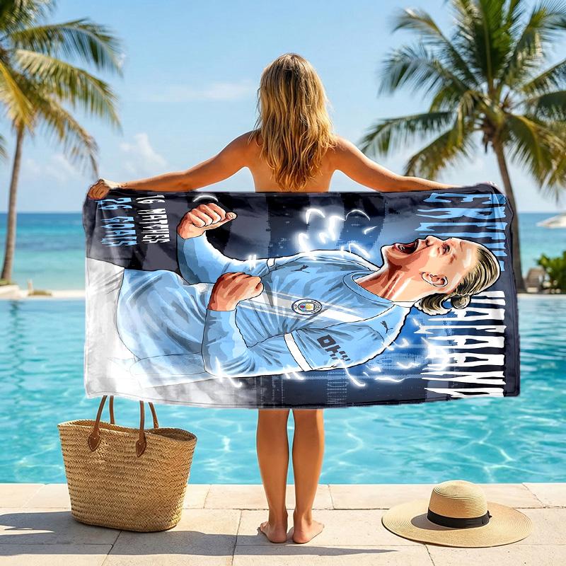 Erling Haaland Beach Towel Soft Microfiber Summer Towel Quick Dry Absorbent Towel for Beach Swimming Pool Travel