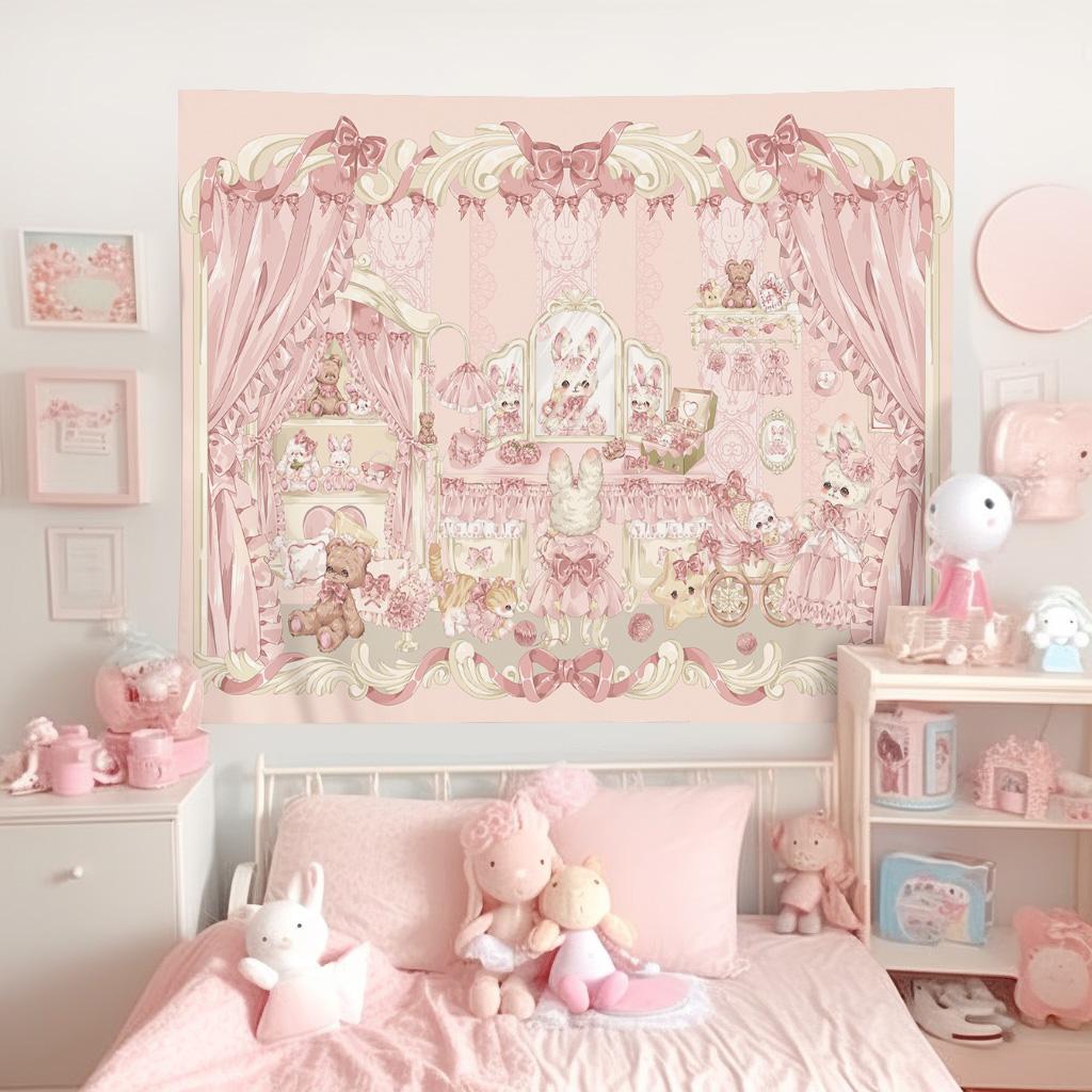 Kawaii Home Decor Cat tapestry bedroom dormitory decoration background cloth bedside tapestry bedroom desk decoration
