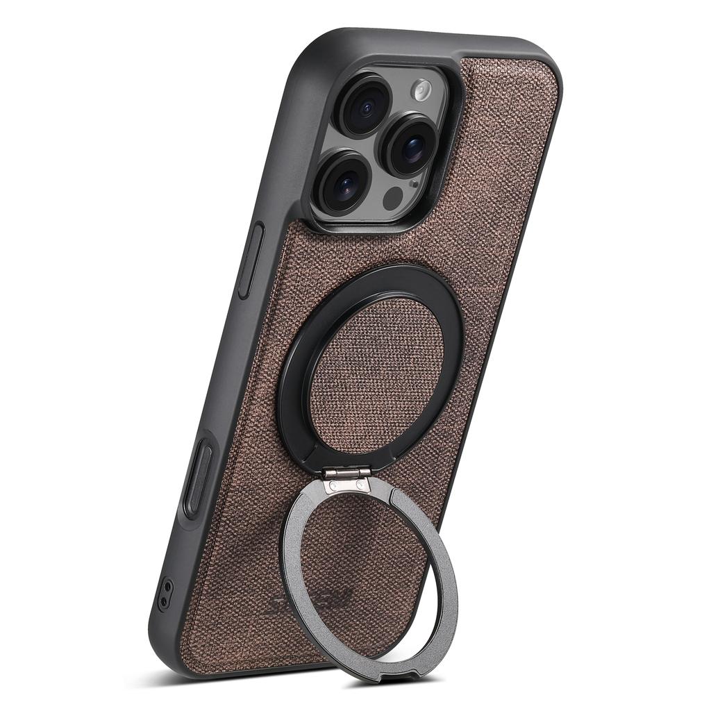 SUTENI G3 For iPhone 16 Pro Max Magnetic Case Rotating Ring Kickstand Jeans Texture PU TPU Phone Back Cover