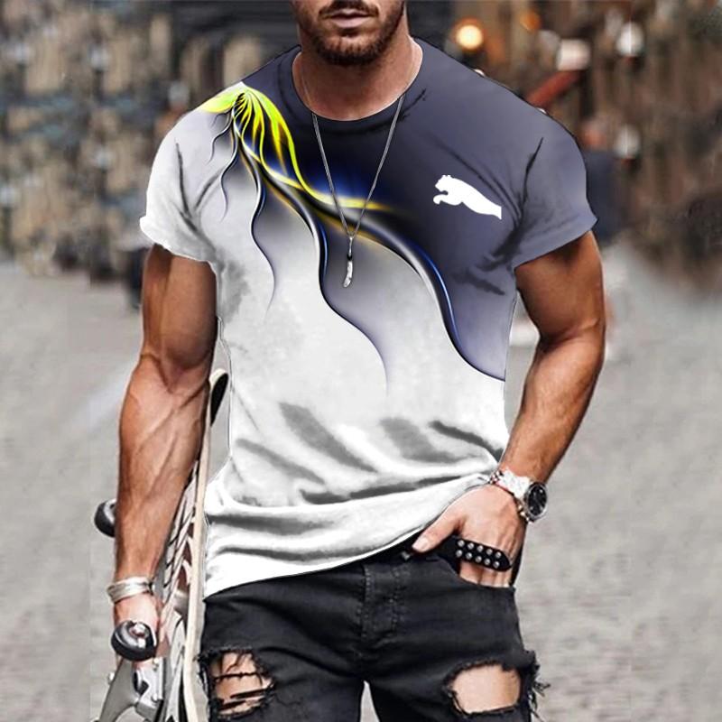 Мужская футболка с градиентным дизайном, с принтом, повседневная, с коротким рукавом, для улицы, уличная мода, мужская рубашка, одежда больших размеров