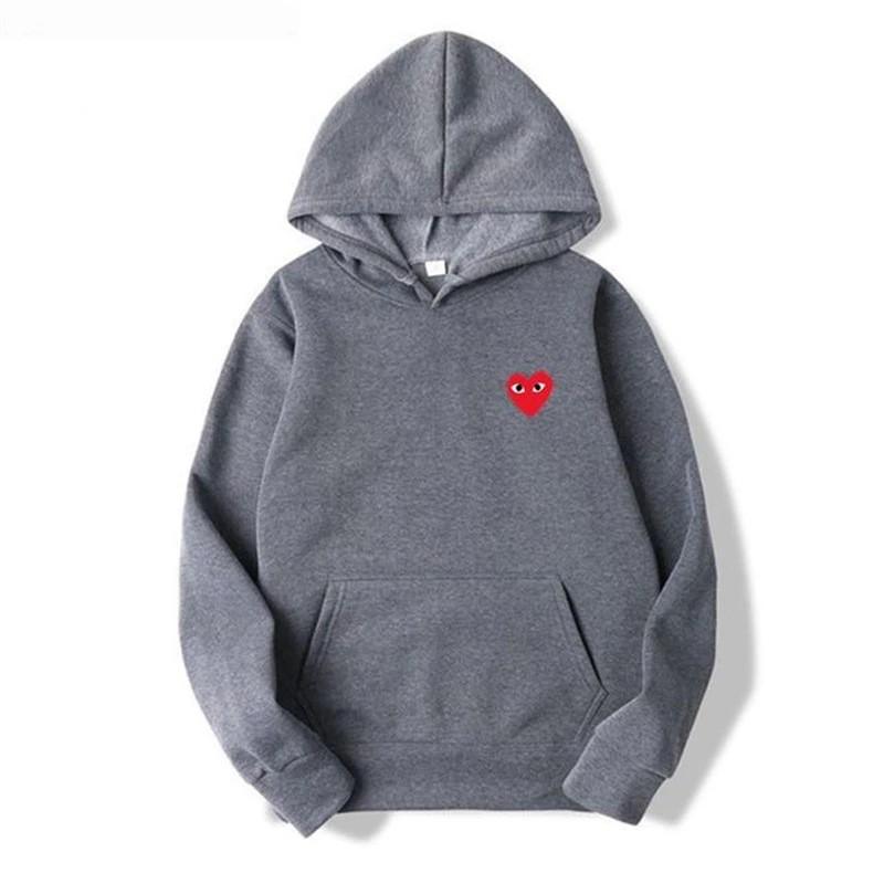 Womens Plus Size Hooded Sweatshirt Fleece Lined Heart Print Casual Sportswear Couples Winter