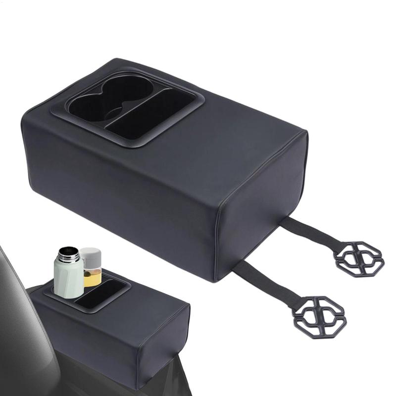 Armrest box booster pad Auto Interior Rear Seat Armrest Console Box with Cup Holders Backseat Center Console with Double Pockets