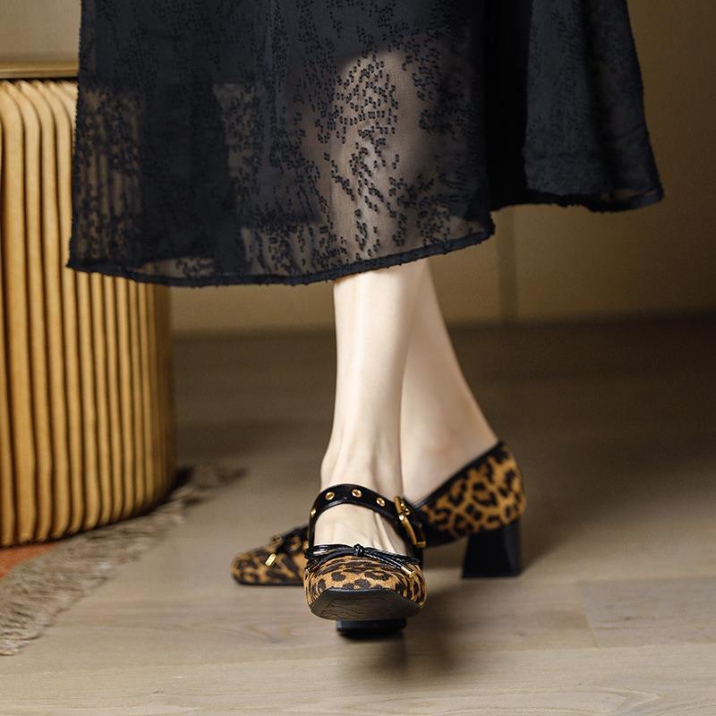 Мода Мода Женские Туфли на Высоком Каблуке 2025 Высокое Качество Квадратный Носок Мэри Джейн Бант Пряжка Платье Вечеринка Лодочки Женская Обувь Лолита Балетки