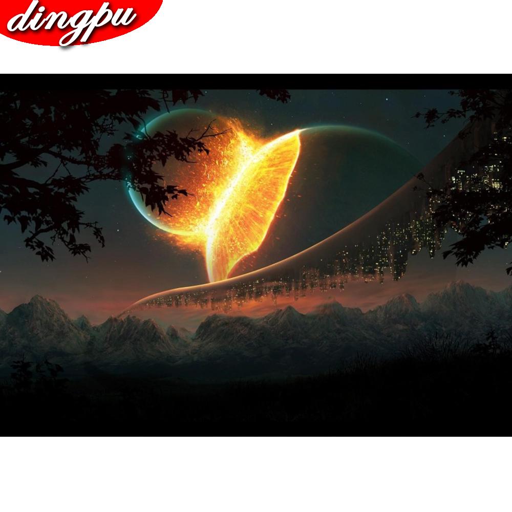 DINGPU 5D Diamond Painting Full Round Drill Diamond Embroidery Landscape Home Decoration