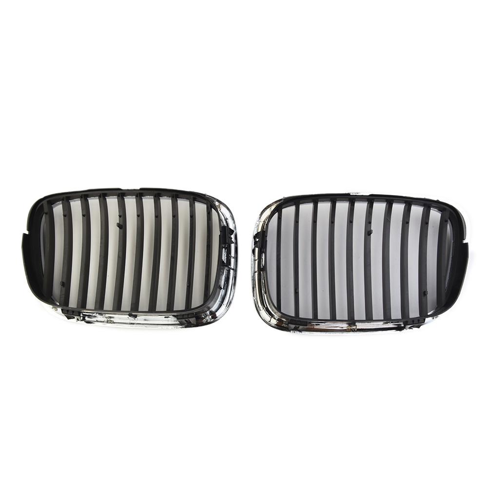 1Pair Grilles For BMW E39 5-series 525 530 535 540 M5 1998-2003 Front Chrome Black Grille Grill Replacement Car Exterior Parts