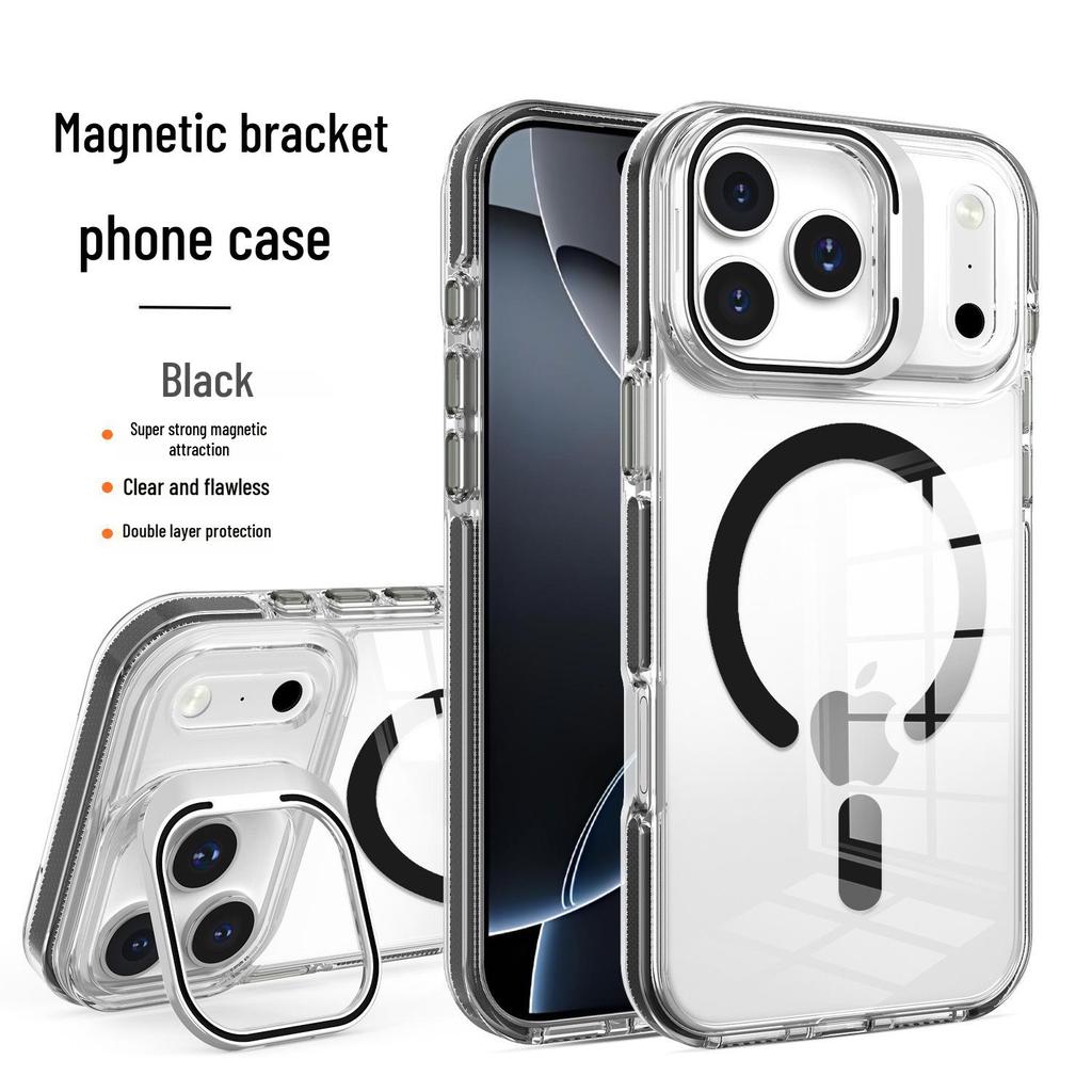 Магнитный противоударный двухцветный чехол для iPhone 17 Pro Max с рамкой-подставкой для камеры