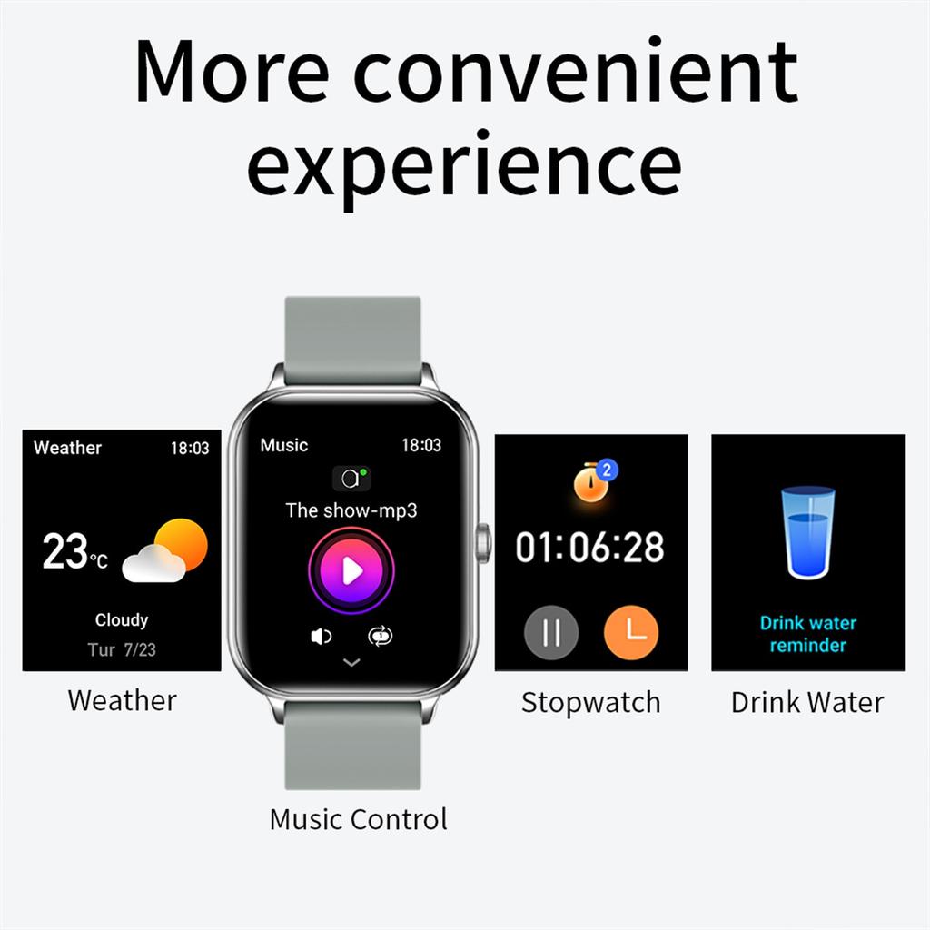 KUMI KU6 Smartwatch 1.91Inch Full Screen For Android Phones, IP68 Waterproof Smart Watches Heart Rate, Blood Oxygen, Fitness