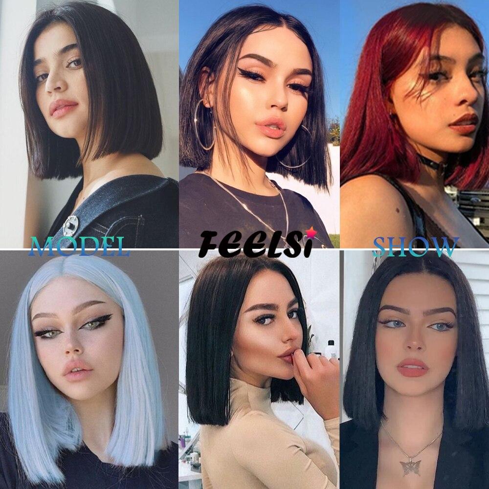 XINRAN Короткий прямой черный парик длиной до плеч для женщин, Хэллоуин, косплей, термостойкое синтетическое волокно, модные парики в стиле Лолиты