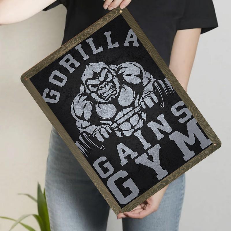 Gorilla Fitness Металлическое Настенное Искусство Тренажерный Зал Сила Тема Декоративная Железная Картина для Домашнего Тренажерного Зала