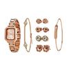 Подарочный набор, включающий браслет и подарочную упаковку [TIME100] женский, часы, серьги, (розовое золото)