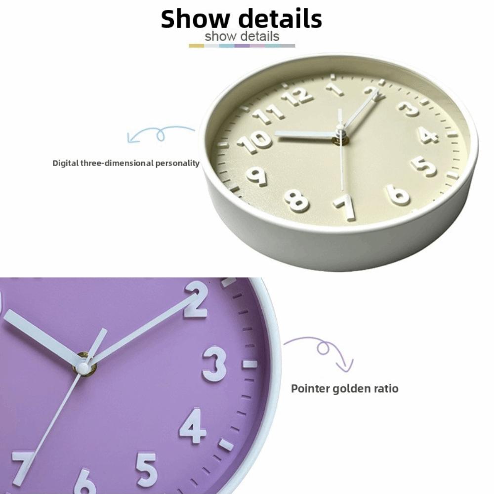 Wall Mounted 3D Number Wall Clock 8 Inch Round Clocks Office Decoration Silent Clocks Children