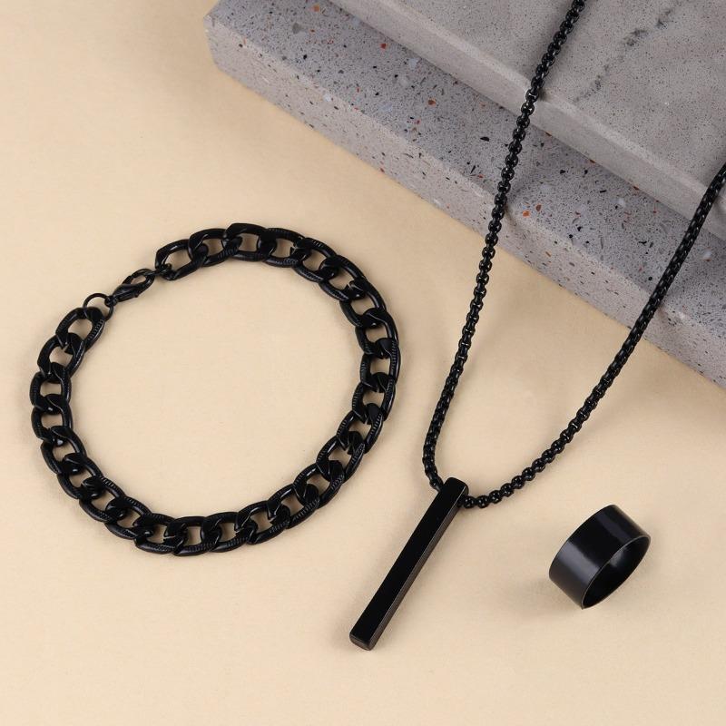 Cross Jewelry Chain Ring Bracelet Necklace 3 Sets