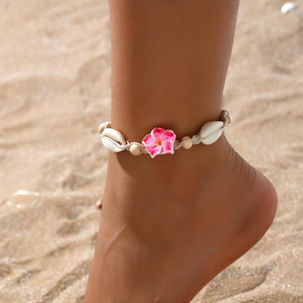 Anklet Beaded Shell Bohemian Set Handmade Twopiece Knotted Style