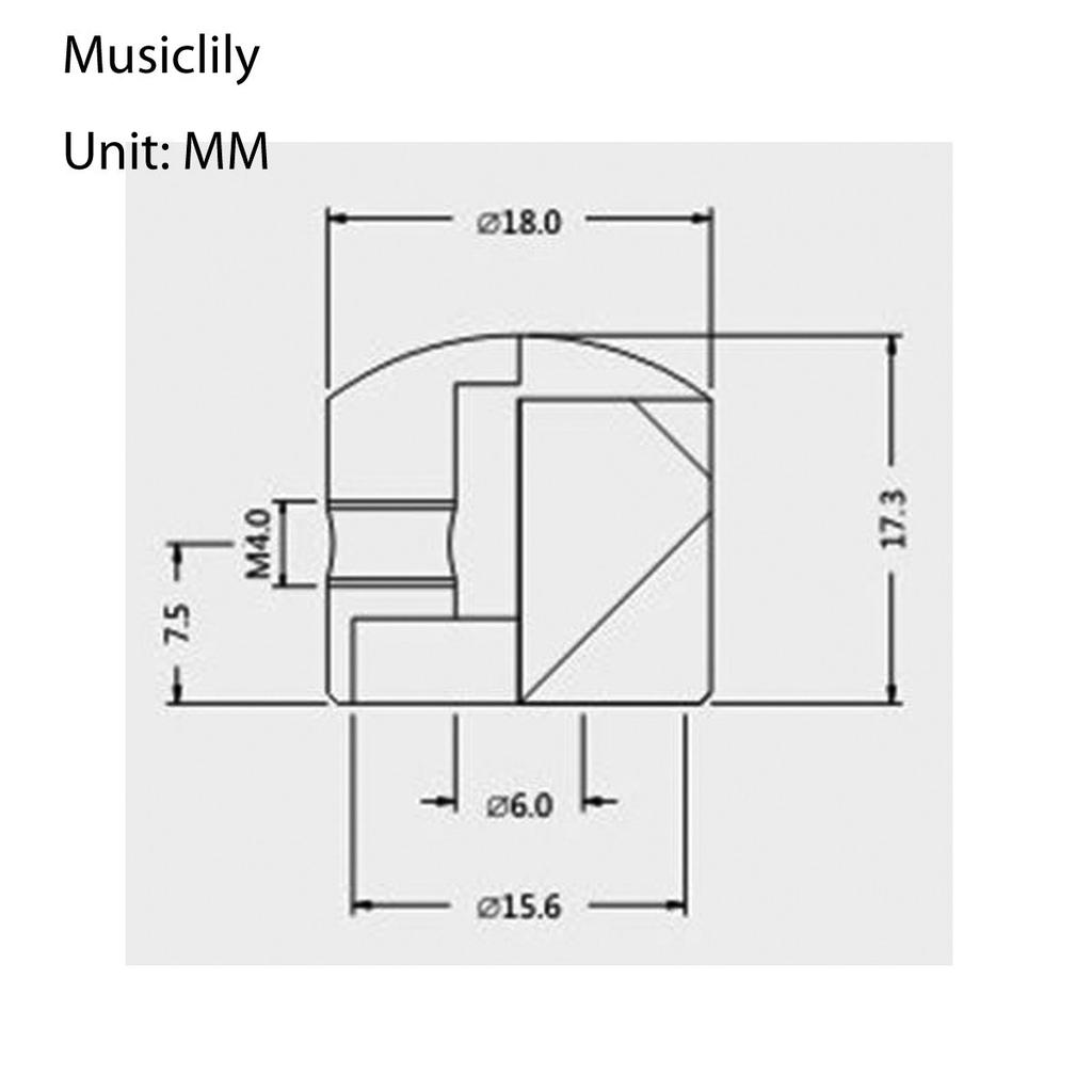 Musiclily Dome Knob горизонтальный винтовой тип метрический стандарт для электрогитары черного цвета/бас-гитары, (Пакет 4)