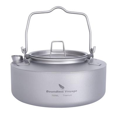 Чайник Boundless Voyage Titanium Kettle объемом 700 мл, полностью изготовленный из титана, подходит для использования на открытом огне, для костра, кемпинга, кемпинга, кемпинга (Один