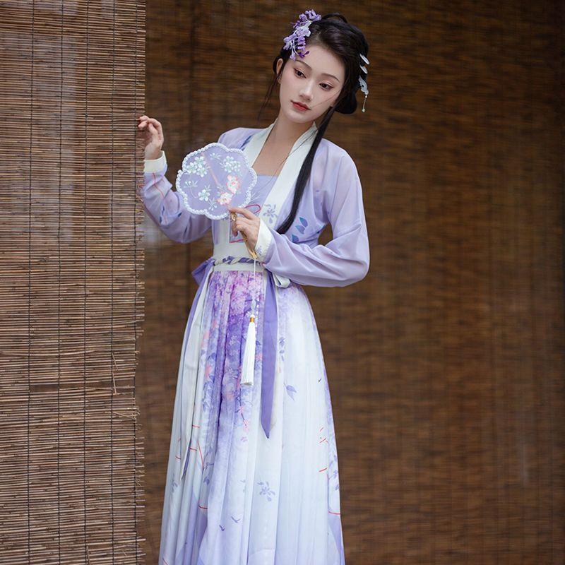 Китайская фея Ханфу, повседневная одежда, женский костюм с плиссированной юбкой