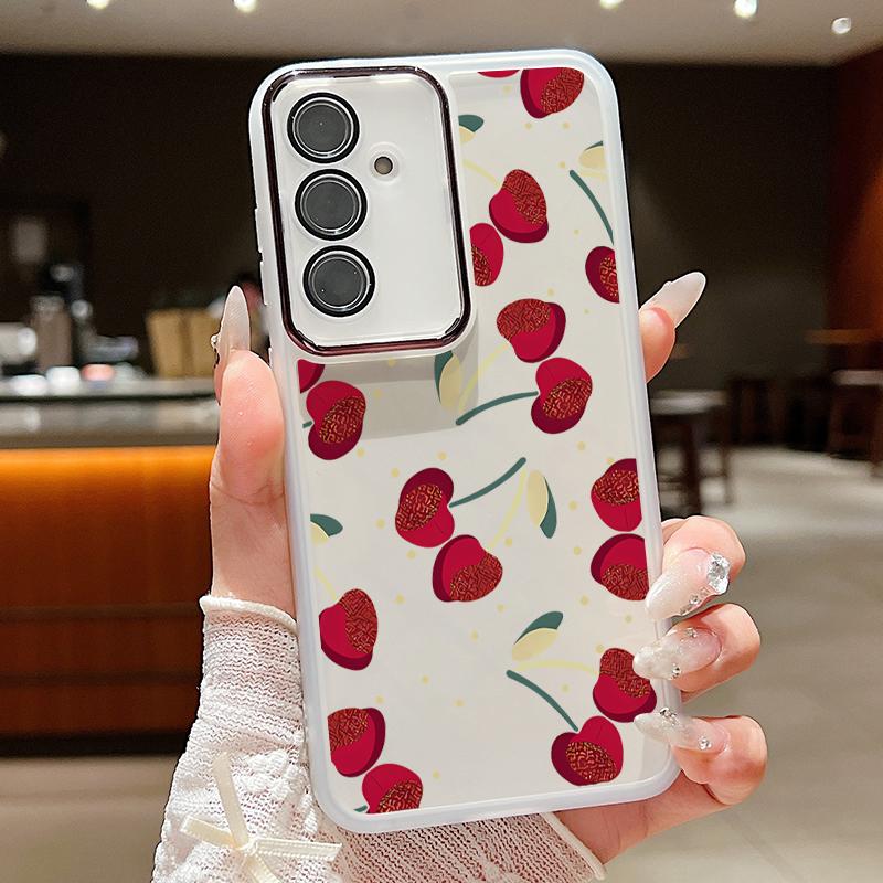 Large Cherry Print Case For Samsung Galaxy S24 S21 FE S25 S24 S23 Ultra A56 A55 A54 A15 A16 A25 A35 A36 A53 Soft TPU Phone Cover