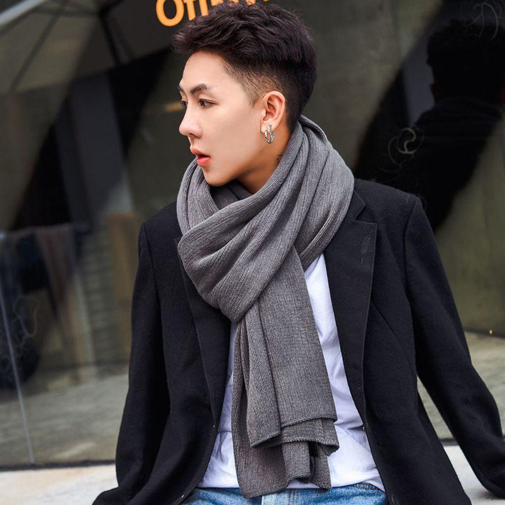 Solid Color Thickened Male Female Women Winter Scarves Korean Long Shawls Knitted Shawls Wraps