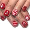 24PCS Festive Press On Nail Glitterys Snowflake Design Short Square Artificial Nail Easy Application Safe ABS for Women
