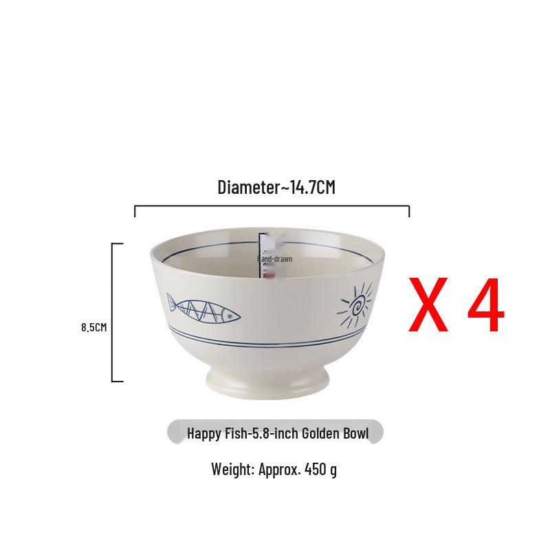 Japanese Ceramic Tableware Set: Rice Bowls, Plates, & Dishes for Restaurant Use