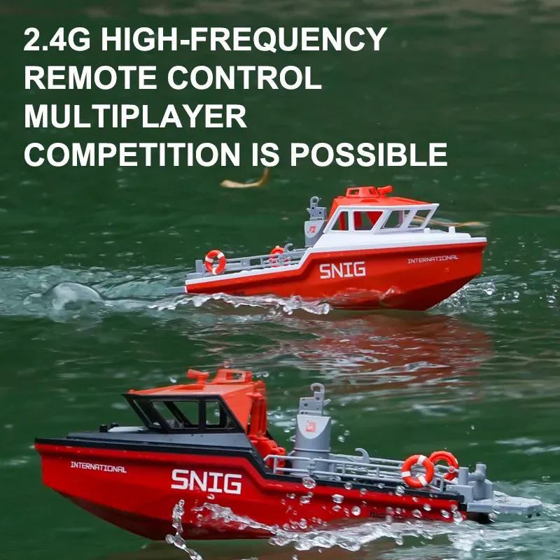 Rc Speedoat Rescue Boats Model 50M Long Range Wireless 2.4G Radio Control Boat Ship 8Km/h Electric Toys for Children Boys Kids