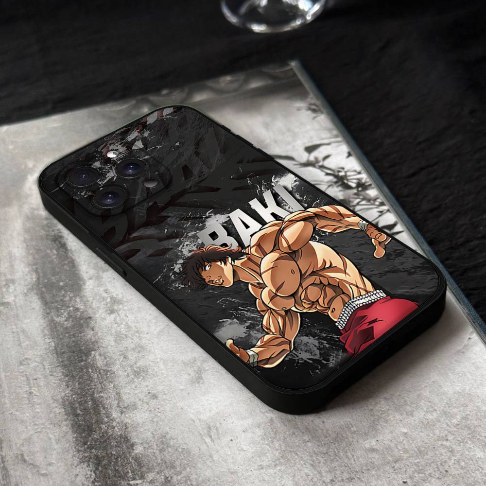 Чехол для телефона с изображением Аниме Баки Х-Ханма Для IPhone 17,16,15,14,13,12,11 Plus,Pro,Max,XR,XS,X,7,8 Plus,Mini Черный Силиконовый Мягкий