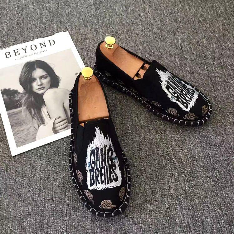 Old Beijing Cloth Shoes Embroidery Flower Social Guy Male Moccasin-Gommino Student Casual Shoes National Chinese Style