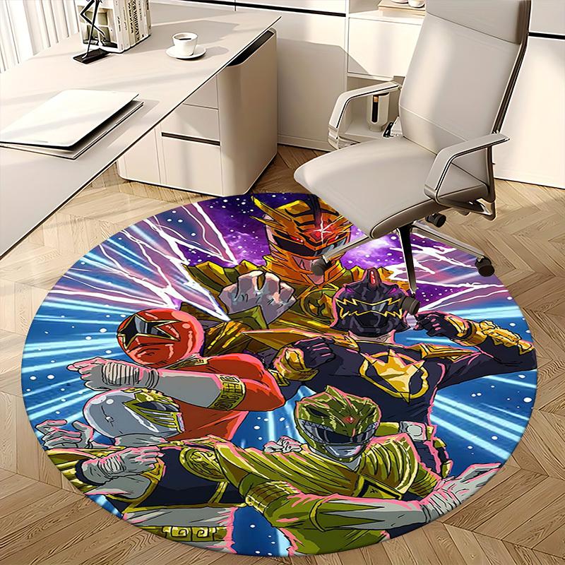 1 шт. Круглый ковер Power Rangers - Коврик для офисного кресла с дизайном Аниме, Нескользящий ковер для домашнего декора, Гостиной, Спальни, Игровой комнаты, Идея для подарка. J009