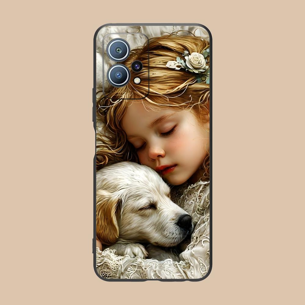 Girl Dog Puppy Matte TPU Mobile Phone Case for Huawei P60 P50 P40 P30 P20 P10 P9 P8 Pro Lite Plus Colorful Printing Cover