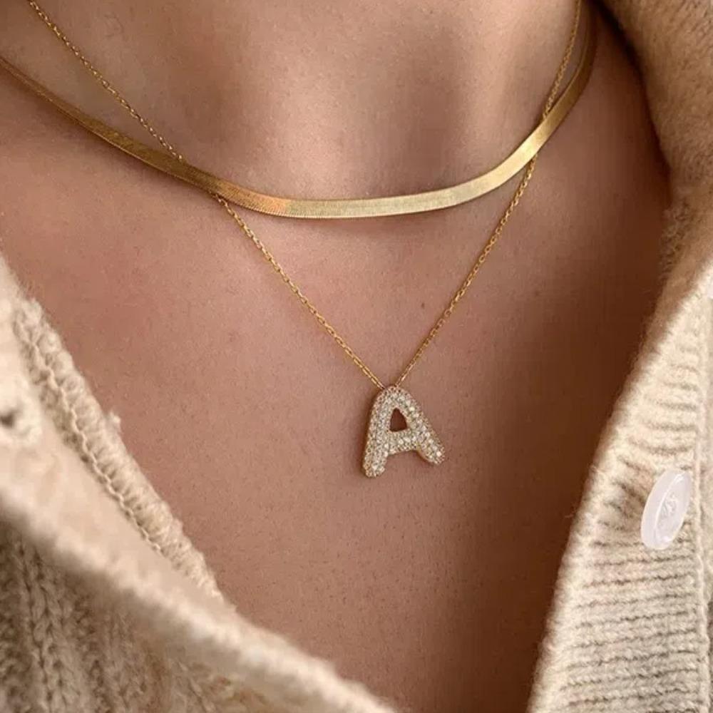 Алфавит A-Z Буква Цепочка на ключицу Золотой цвет Женская цепочка для свитера Подарок на день рождения