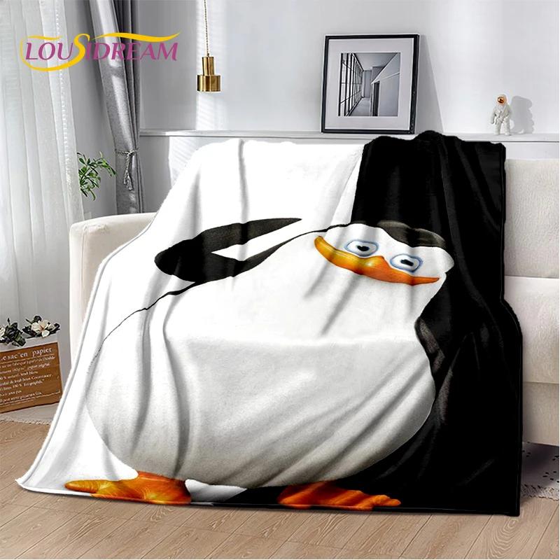 Милые пингвины из мультфильма «Мадагаскар» Плед, Мягкий плед для дома, спальни, кровати, дивана, пикника, путешествий, офиса, Покрывало, Подарок для ребенка
